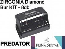 Fúró Készlet - Predator ZIRCONIA Diamond Bur Kit - 8db-os + állvány - Prima Dental