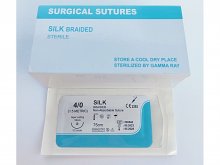 Atraumatikus SELYEM steril tű-fonal - 1/2 Circle, Taper Cutting Needle tű, 4/0 - 12db