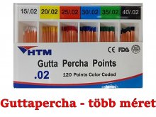 Guttapercha - több fajta méretben - .02 TAPER Guttapercha - több fajta méretben - .02 TAPER
