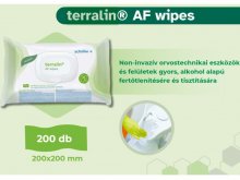 Terralin AF wipes - alkoholos tisztító és fertőtlenítő kendő - 200lap/csomag