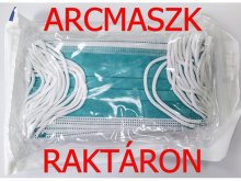 Arcmaszk - 20db - Szájkendő - Sebészi - Zöld - 3 rétegű - STERIL csomagolás