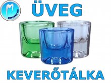 Keverőtálka - ÜVEG - kék - fehér - zöld