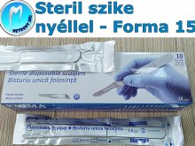 Egyszerhasználatos steril szike nyéllel - Forma 15