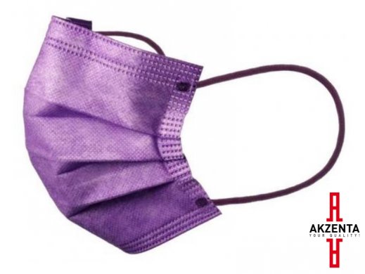 Arcmaszk - Szájkendő - Akzenta - Top Mask Plus - LILA - 3 rétegű - szinezett gumizású