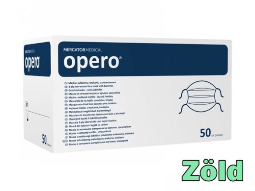 Arcmaszk - 50db - Mercator Medical Opero - 3 rétegű gumis sebészi - ZÖLD