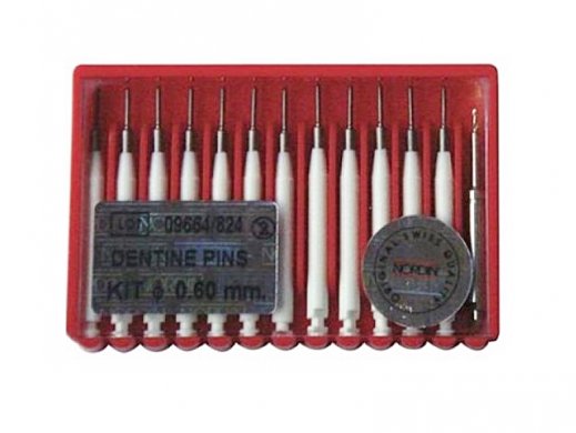 NORDIN - Parapulpális csap 0,6mm 12db FEHÉR + FÚRÓ