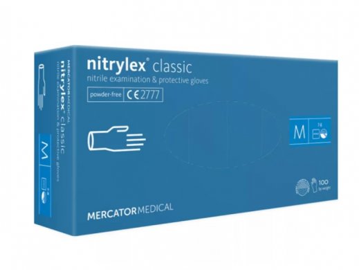 0.1 Kesztyű - Mercator - Nitril - KÉK - 100db - M - púdermentes