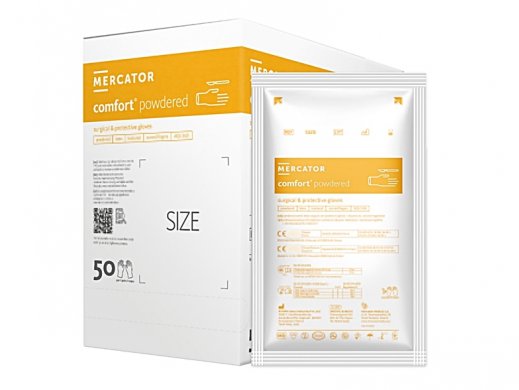 Kesztyű - sebészeti - STERIL - púderezett - latex - 1 pár - 8,5-es