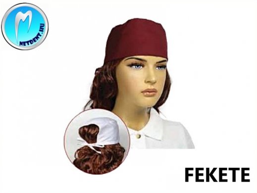 Műtős sapka - Orvosi sapka - 1db - FEKETE - megkötős - unisex
