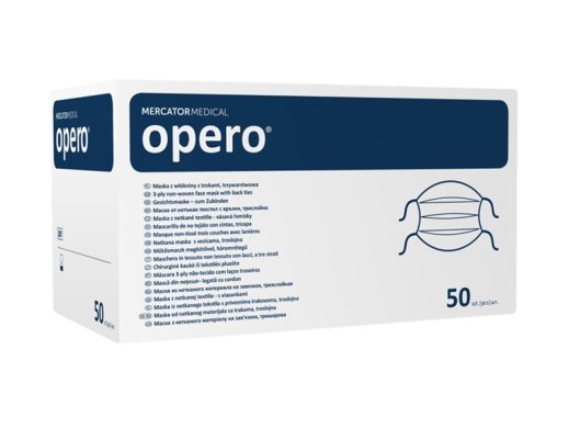 Arcmaszk - 50db - Mercator Medical Opero - 3 rétegű gumis sebészi - FEHÉR