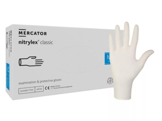 0.7 Kesztyű - Mercator - Nitril - FEHÉR - 100db - S - púdermentes