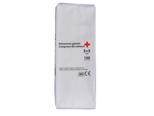 Mull lap - nem steril - nem szőtt - 5x5cm - 100db - 4 rétegű