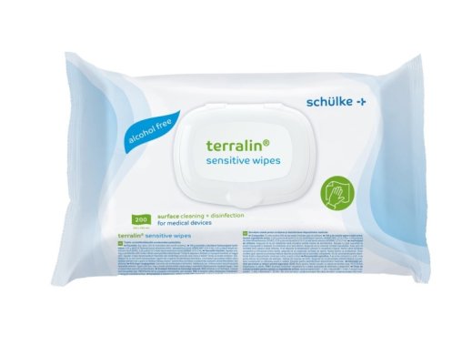 Terralin SENSITIVE wipes - tisztító és fertőtlenítő kendő - 200lap/csomag