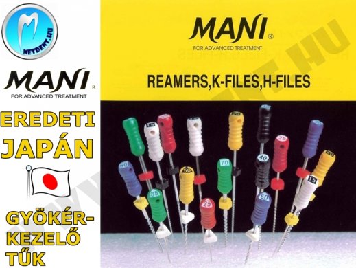 K-File vagy H-file vagy R-file, gyökérkezelő tűk, műszerek - MANI - EREDETI JAPÁN gyártmány